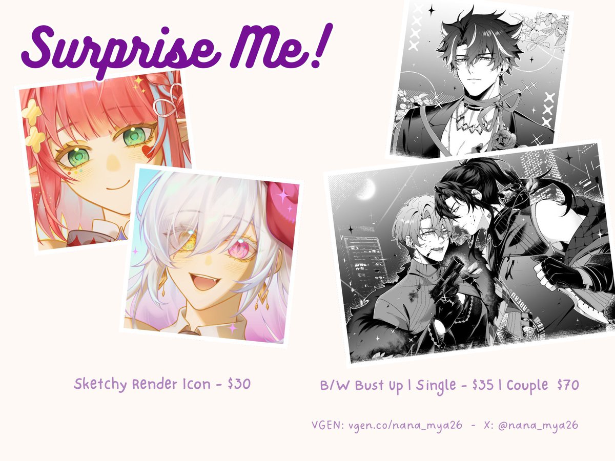 nana_mya26's tweet photo. [Please help💜&amp; 🔃]
Hi! My international commission for September batch is open~
Please check the link or DM if you're interested, thank you! ^^

VGen: https://t.co/362iXjenhH
Ko-Fi: https://t.co/hQ8OOzTMUo…
Detailed TOS: https://t.co/uv5q77k1k5
#vgencommission #commissionsopen https://t.co/iNapLDFpFM