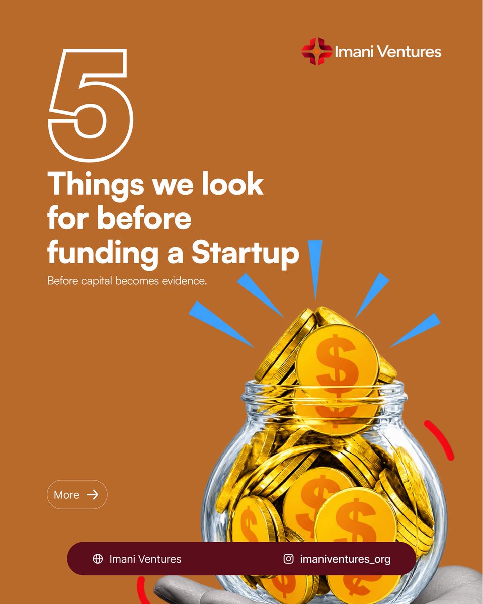 imani_ventures's tweet photo. Great ideas start businesses. Traction gets our attention.

6+ months of revenue, real demand, clear records, active operations—we’ve broken down what we look for in this thread. 👇🏽

Think you’re ready? 
Apply → https://t.co/nTLbvxKMoe https://t.co/n5tYTWPzwD