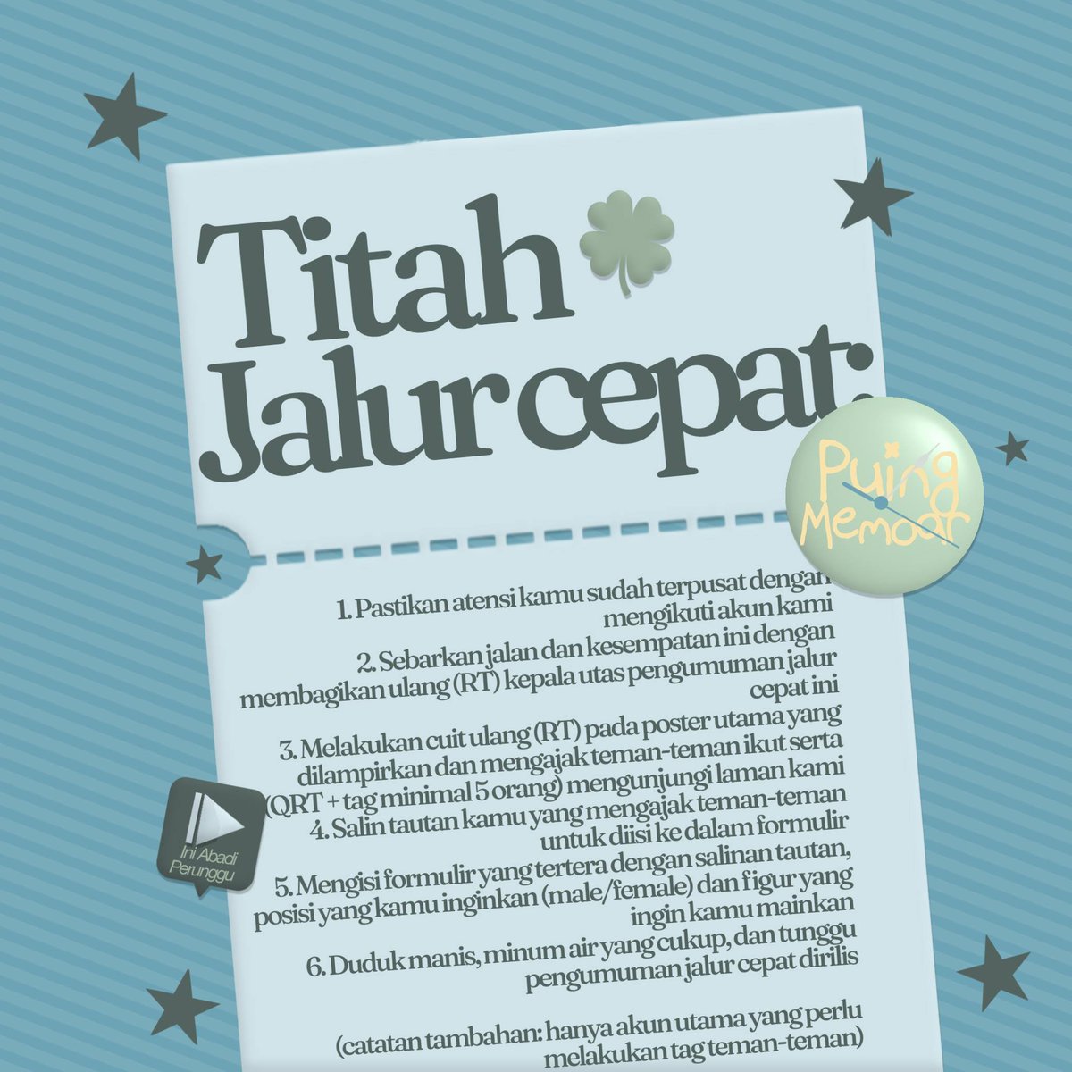 puingmemoar's tweet photo. ᅠ
⠀⠀ ⠀⠀ᅠ
⠀⠀ ⠀⠀⠀⠀⠀ ⋆˚꩜｡ 𝙅alur 𝘾epat  ˚˖𓍢ִ໋ ✮⋆

Namun, siapa tahu? 𝘔𝘶𝘯𝘨𝘬𝘪𝘯 hingar-bingar dan
sibuk dunia  mengantarkan kamu  menjadi satu 
yang  beruntung   memijakki   𝗱͟𝘂͟𝗮͟ 𝗷͟𝗮͟𝗹͟𝗮͟𝗻   di  jalur
cepat.⠀ᅠ 
⠀ᅠ https://t.co/RDFWnDFAHJ
