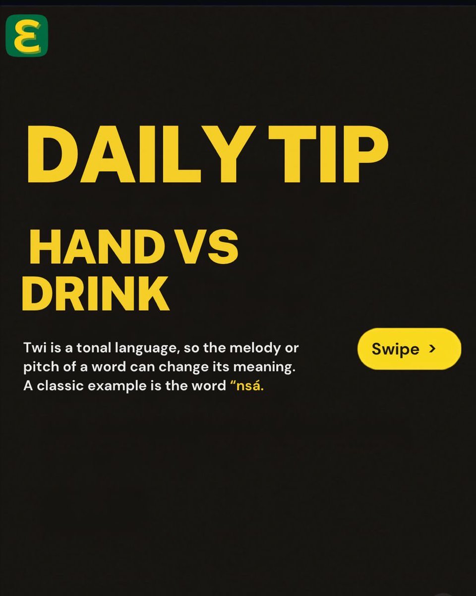 EfieApp's tweet photo. In Twi, tone can change the meaning of a word. Listen closely, learn, and keep your language alive. 
#LearnTwi #TwiLanguage #GhanaianLanguages #AfricanLanguages #LanguageLearning https://t.co/S3CfpFg5Bb