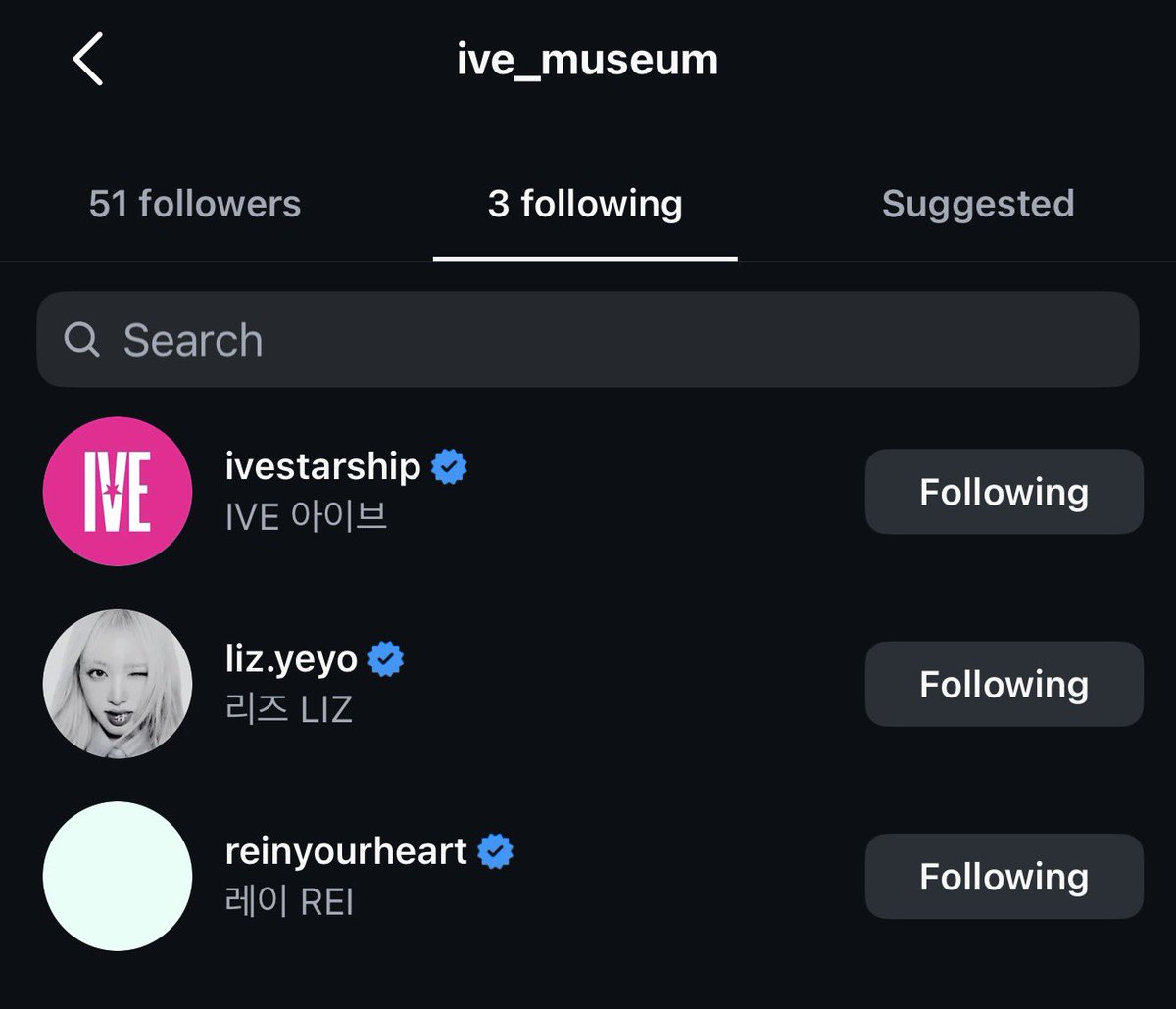 Lizjin_'s tweet photo. There is a new IG account called “ive_museum” and it only follows official IVE account and couplez accounts… HELLO??? 😭 Are we getting something for couplez similar to Annyeongz one???? https://t.co/a6pFuDzkvD