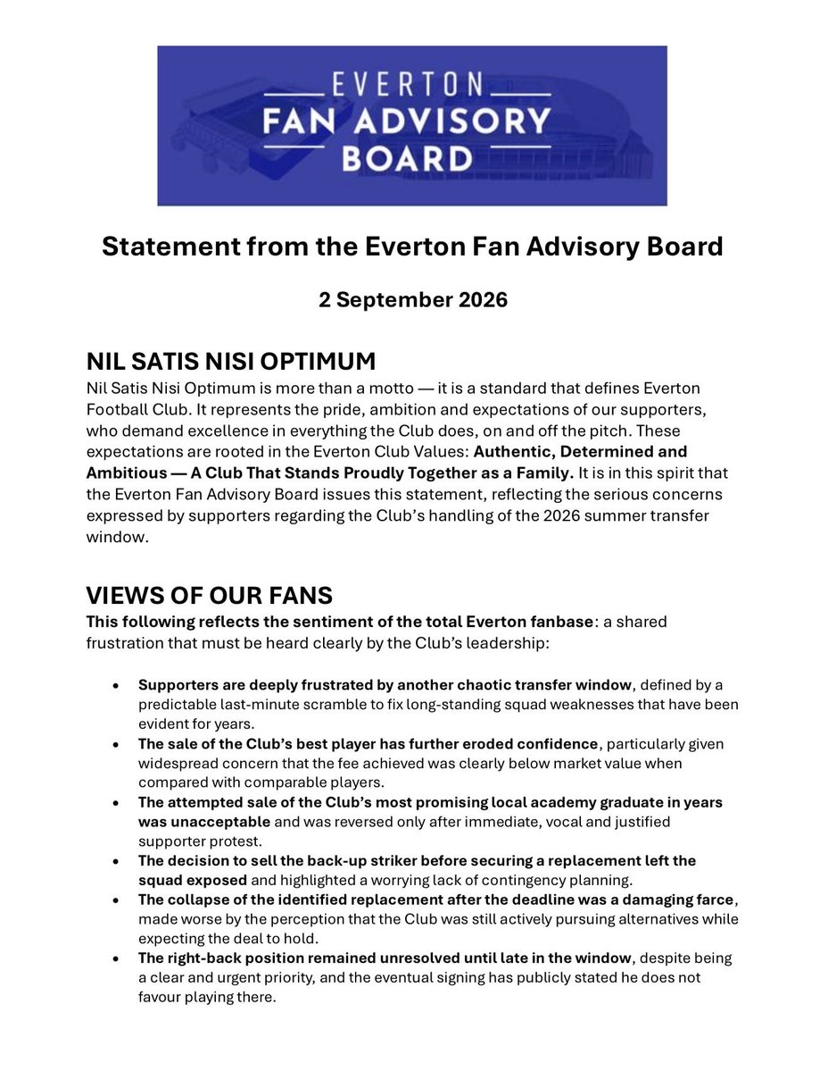 EFCdaily_'s tweet photo. Everton Fan Advisory Board statement 🔵 https://t.co/8ouleuwQT3