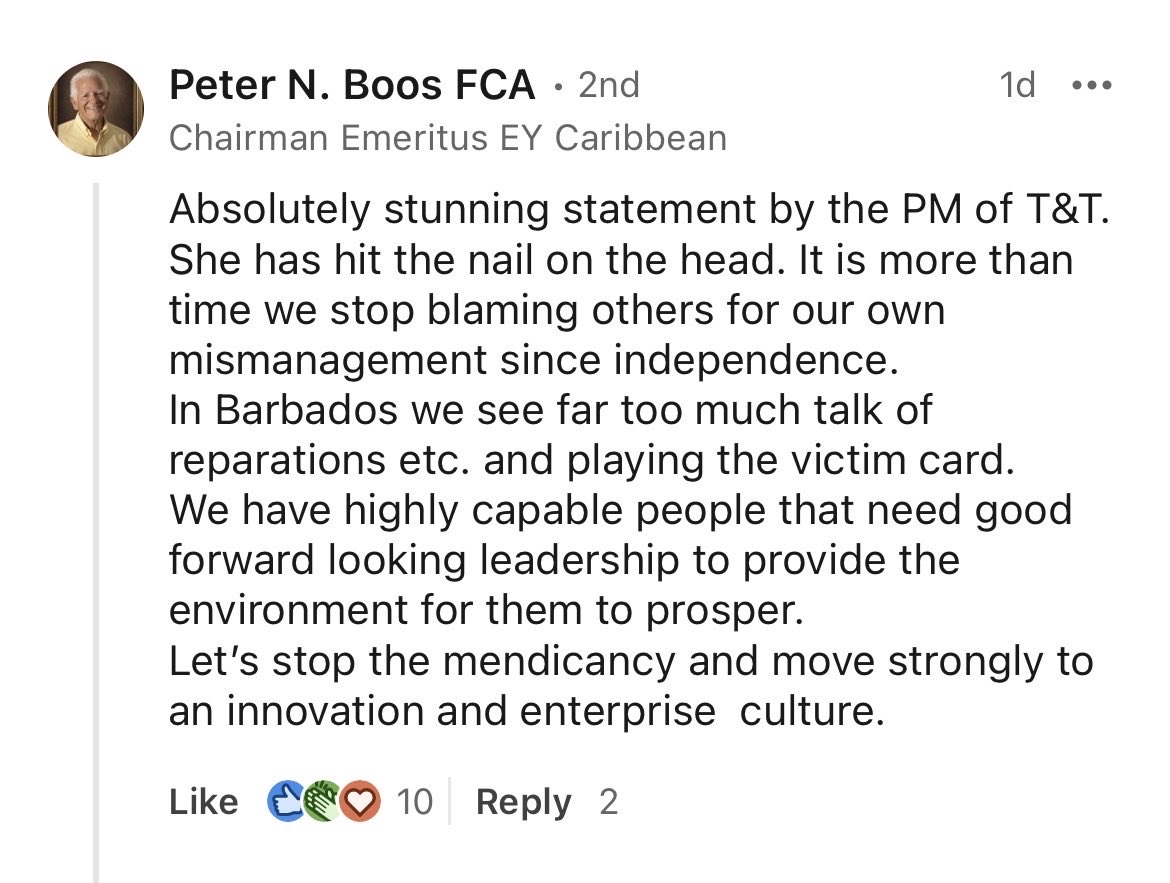 MauriceVET's tweet photo. I mean…… this is legitimately how they think of us… yet people desperately seek proximity. Might I also add, with people like this in economics, no wonder the Region continues to face challenges. https://t.co/d2fTKyGnQQ