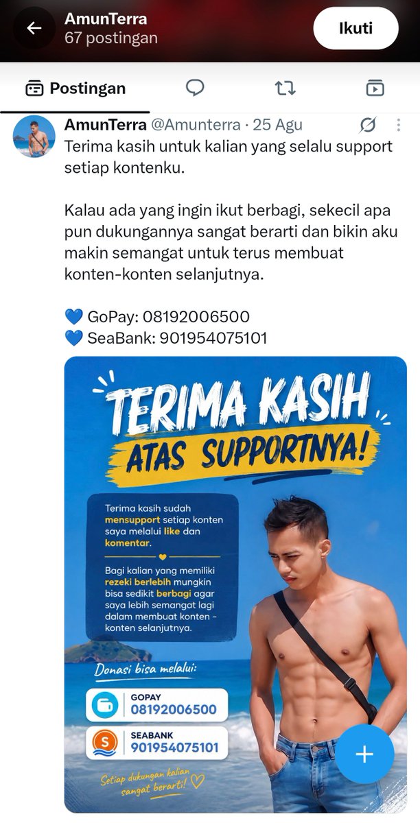 menuembegejelek's tweet photo. He'em, iye iye, Bang. Maaf, yee. Tapi sorry bangett nih, Bang. Lu apa-apa emang kudu kaga pake baju begini kah? Apa begimane? Btw, cek gopaynya yak. Sorry kaga bisa support banyak-banyak. Sehat-sehat terus, Bang. 🙏🏻 https://t.co/eITJYKxIvD