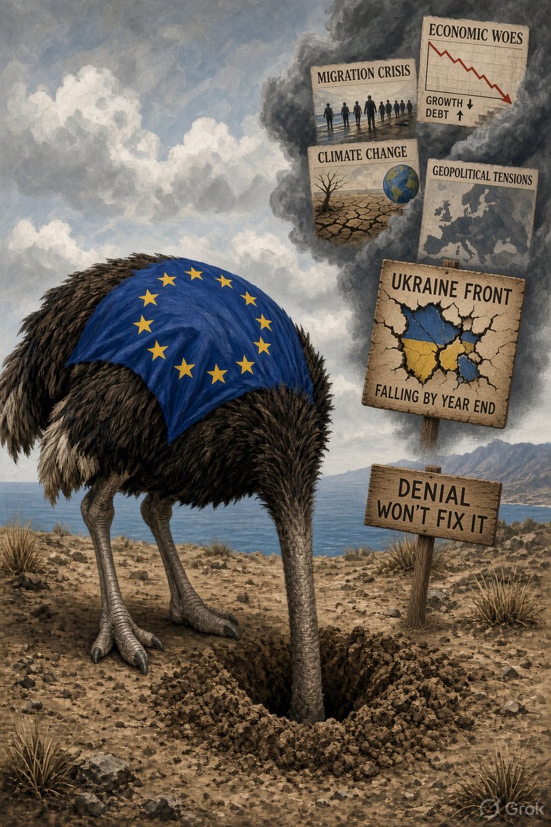 ASBKOOTA's tweet photo. EU as an ostrich with its head buried in the sand!... https://t.co/az46aUhpmO