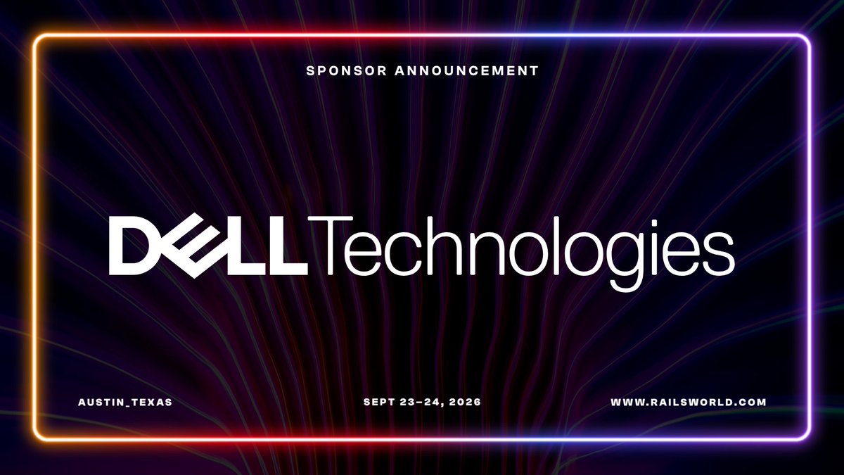 rails's tweet photo. This year @Dell is a first-time sponsor of #RailsWorld, and they have a lot in store for you. Attendees can hang out in the Dell and @intel lounge, see AI run on-device with #Omarchy on #XPS, and explore a full lineup of laptops, workstations, and monitors. https://t.co/uJN0izNmLp