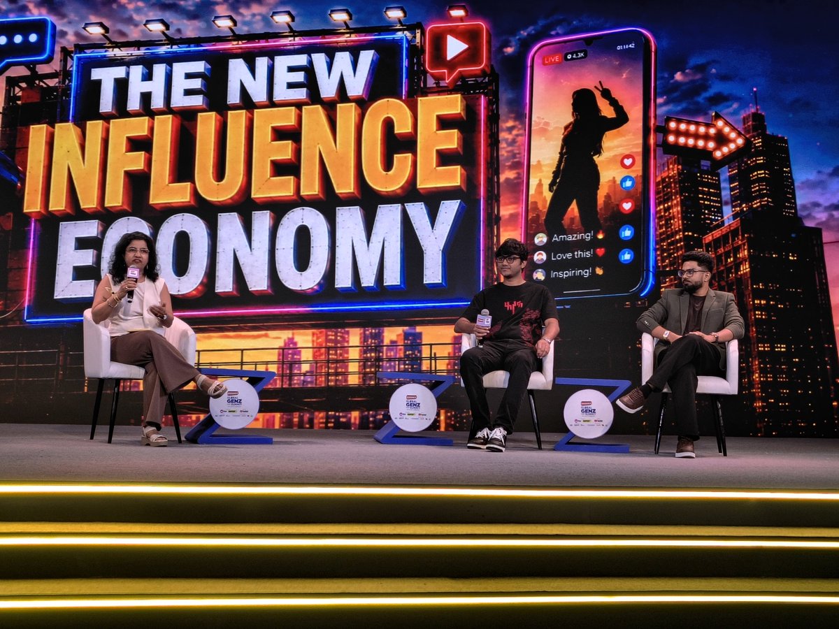 Storyboard18_'s tweet photo. Pranav Panpalia @pranavpanpalia5 , founder, @opraahfx and @sindhubiswal , CEO, Buzzlab at Storyboard18's Global GenZ Summit talks about the new influence economy.
#globalgenzsummit #GenZSummit #GenZ https://t.co/ouTvyDpGSs