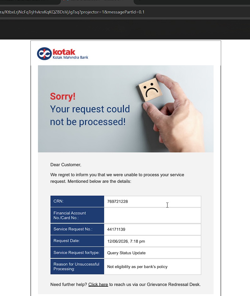 djdeepakjha's tweet photo. @KotakCares Answer here !!! asking for credit card statements from bank is against Banks Policy???? See you in consumer forum now https://t.co/DcPOni5Ij7