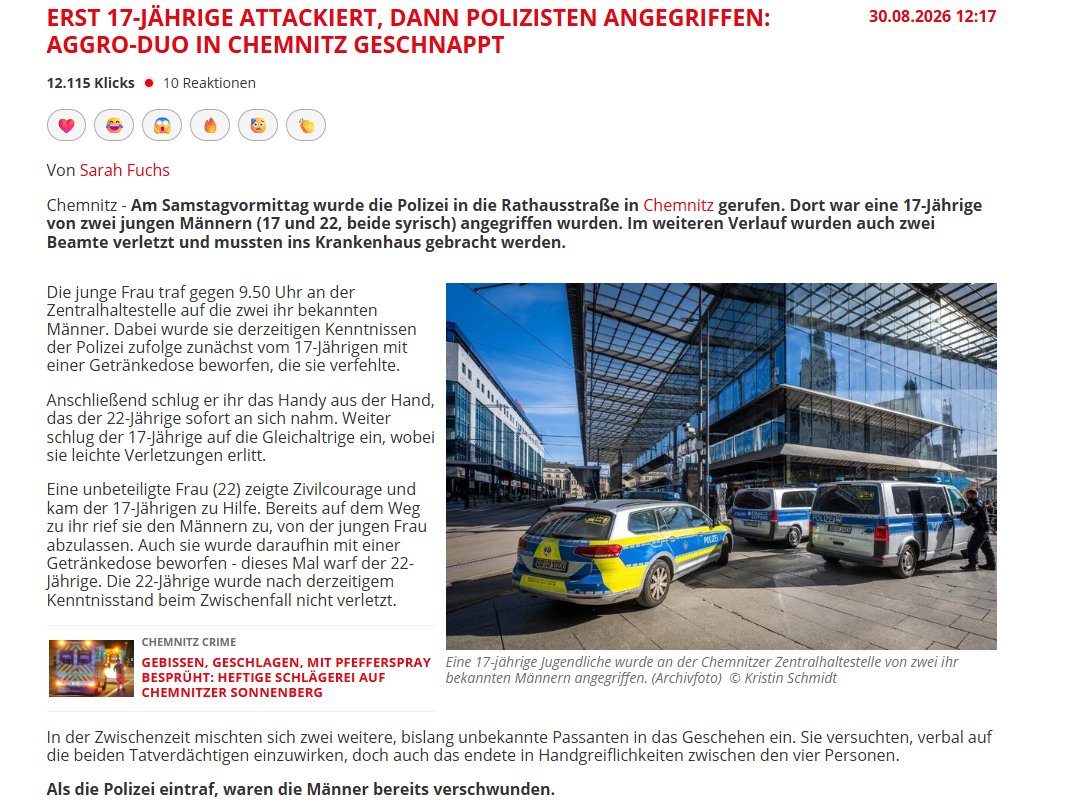 DePuce's tweet photo. @SusanneSoret1h @mtaushb Klar alle 2 Millionen Syrer, Afghanen und Iraker wurden persönlich gefoltert. Mit Gewalt und Mord wächst aktuell die deutsche Jugend auf, weil solche Taten immer mehr zunehmen. https://t.co/kMz9kJzucB
