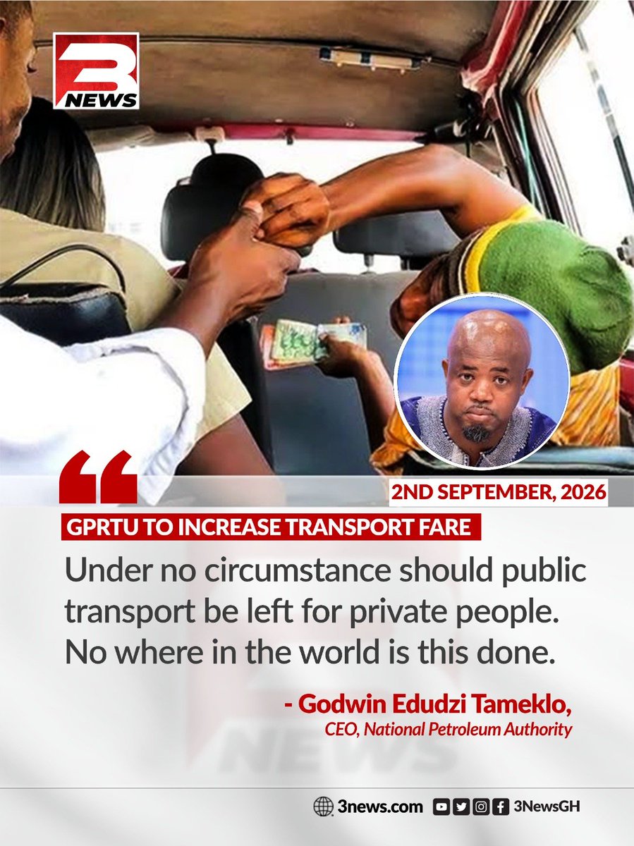 tv3_ghana's tweet photo. Godwin Edudzi Tameklo, CEO of the National Petroleum Authority, says public transport should not be left in the hands of private operators, arguing that this is not done anywhere in the world.

#3NewsGH #TV3GH https://t.co/y0q0cuhFL7