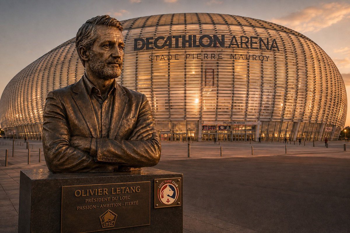 loscfansclub's tweet photo. Une statue pour Olivier Letang au stade ! 

Merci pour ce mercato.
Merci d’avoir redressé et stabilisé financièrement notre club ❤️🤍
Merci de faire du LOSC un club fort 💪 

Le meilleur président 🔥

#LOSC https://t.co/iPzUdgiT6N