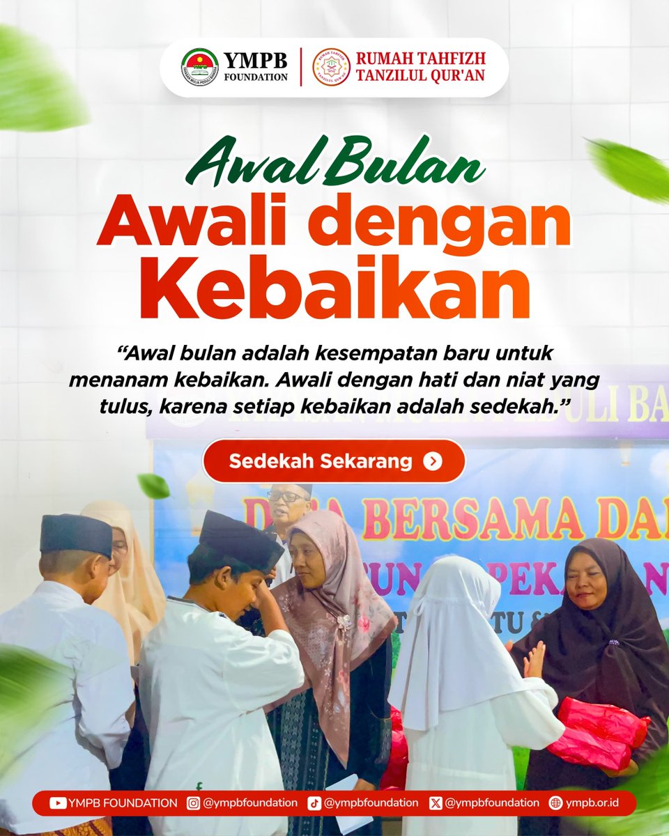 ympbfoundation's tweet photo. Awal bulan nih, yuk reset niat dan mulai lagi dari kebaikan 🤍✨

Tak harus menunggu punya banyak untuk bisa berbagi.

Karena setiap kebaikan yang diberikan dengan ikhlas selalu memiliki arti bagi mereka yang menerima 🥹

#Sedekah #YMPB #Aamiin https://t.co/MI0oDue7Oc