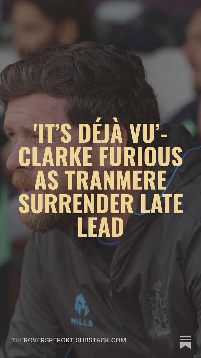 RoversReportSWA's tweet photo. A frustrated Darrell Clarke spoke following Tranmere Rovers' 2-2 draw with Rotherham United last night.

That's now three draws in a row for the Super Whites, having conceded late equalisers in their last two games.

Read more from Alfie Bugg below:
https://t.co/IUX28gqU8V

#trfc https://t.co/kAdOfAJGzt