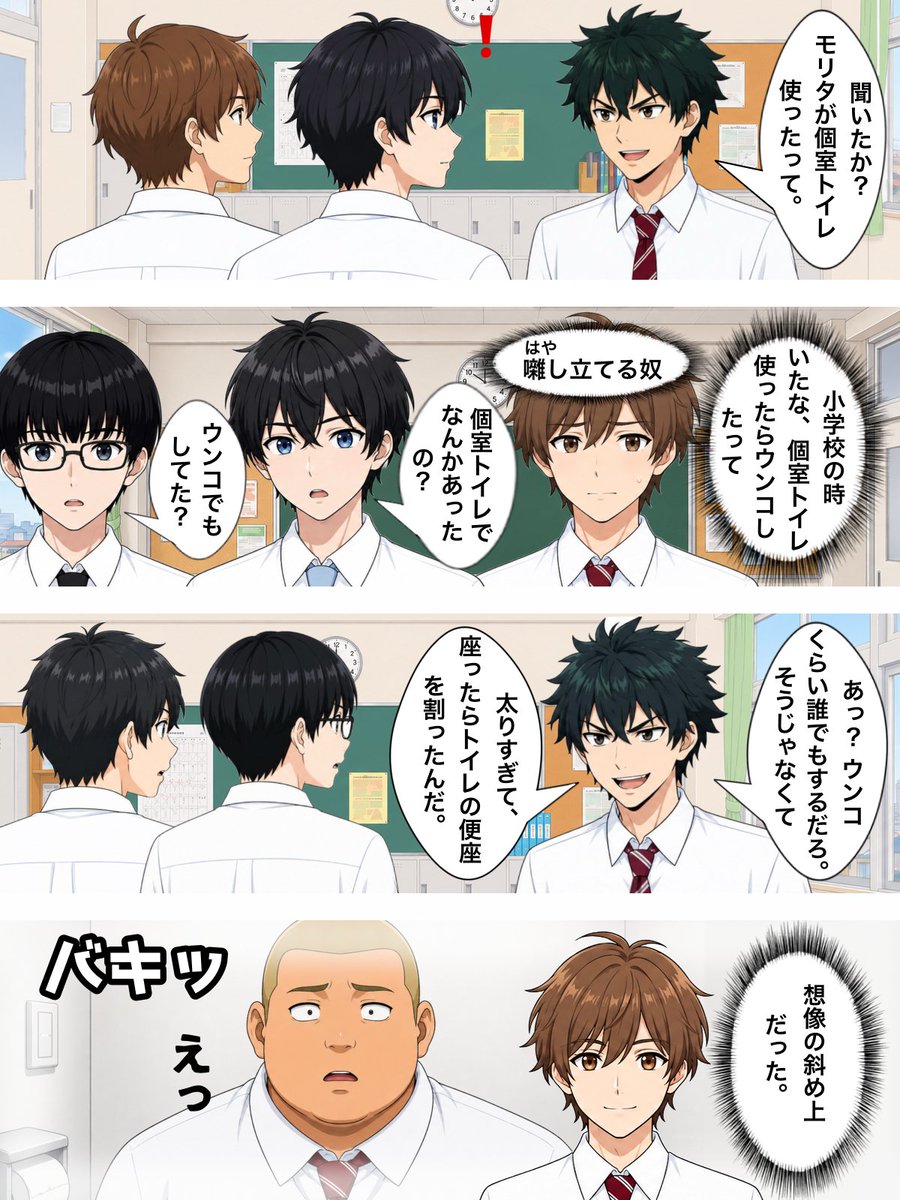 a8rdzc's tweet photo. 学校の個室トイレ使った
#4コマ漫画　#コメディ https://t.co/gYLQWcF8nC