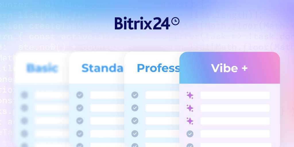 Bitrix24De's tweet photo. Mit Vibe+ startet eine neue Generation der Bitrix24 Tarife.
• Eigene Business-Apps mit Vibecode
• KI ohne monatliche Limits
• Mehr Möglichkeiten für Integrationen
Alle Neuerungen 👇
https://t.co/qqTidubRqw
#Bitrix24 #VibeCoding #KI https://t.co/TuFWY4AARy