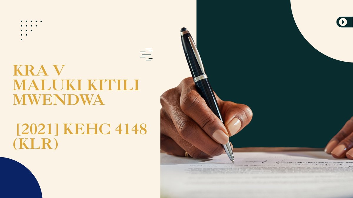 WainainaCharles's tweet photo. Tax Precedent #01

In KRA v Maluki Kitili Mwendwa [2021] KEHC 4148 (KLR), the High Court affirmed that a taxpayer bears the burden of proving an assessment incorrect.

But the evidential burden can shift once credible evidence is produced.

Challenge assessments with evidence! https://t.co/oe9rNKpxcO