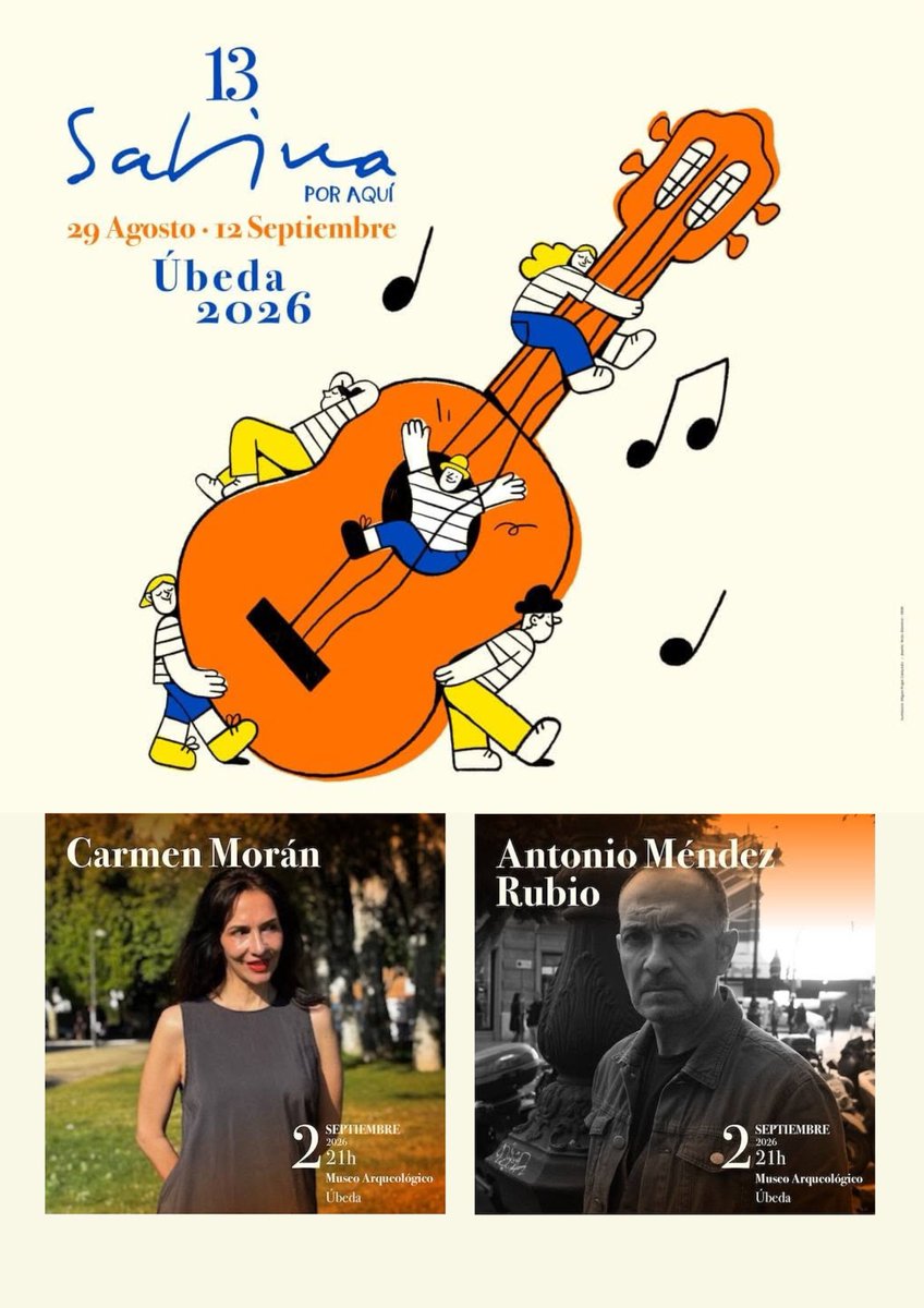 MusArqUbeda's tweet photo. 👉 Continuamos con "Versos para verse", de las XIII Jornadas Sabina por aquí en el Museo Arqueológico de Úbeda.
Carmen Morán y Antonio Méndez Rubio.
🕐 2 de septiembre - 21:00 h.
🎟️ Entrada libre hasta completar aforo.
https://t.co/U9jvFWqguR
🔹#CulturaAND #MuseosAND https://t.co/eM31RUeza6
