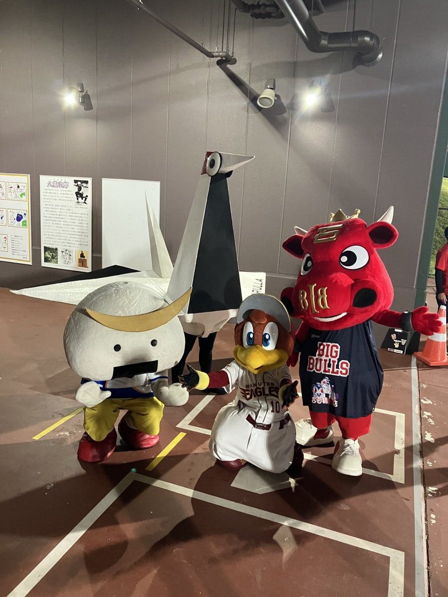 IwateGrulla's tweet photo. ＼キヅール、ヘトヘトのお知らせ／

先ほど「ご当地マスコットレース」に出走したキヅール。

スタートで出遅れ、巻き返しを図るも、
#ぶるぞー との接触、そしてピッチコンディションにも苦しめられ……

完全にヘトヘトです。

それでもなんとかゴールし、結果は3位🥉

キ「空中戦だったら、負けなイ……。」

鶴なので。

#キヅール
#いわてグルージャ盛岡
#RakutenEagles