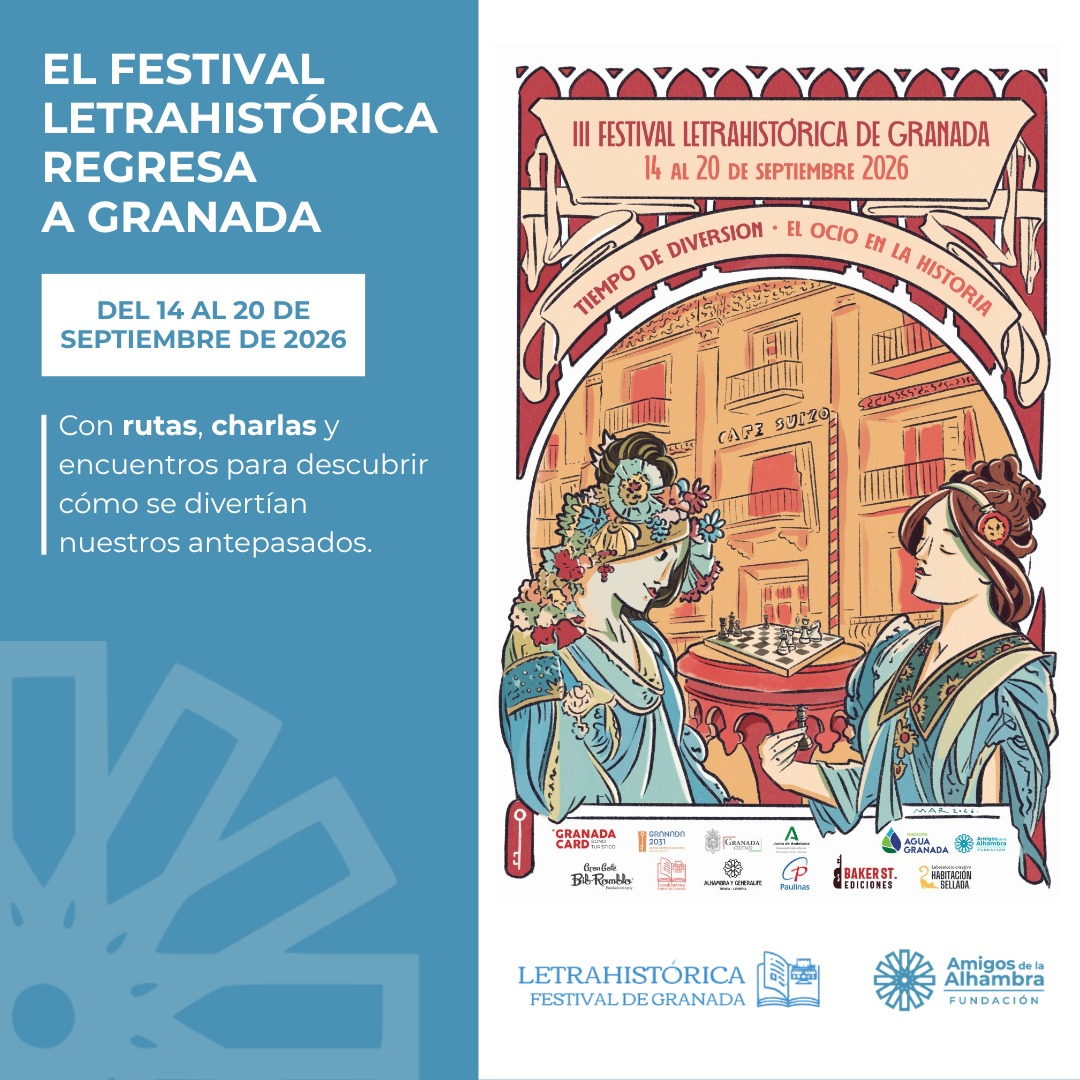 amigosdalhambra's tweet photo. 📚 Granada vuelve a encontrarse con su historia.

Del 14 al 20 de septiembre, el Festival LetraHistórica regresa con una nueva edición dedicada a “Tiempo de diversión: el ocio en la historia”. https://t.co/XNdosLKORI