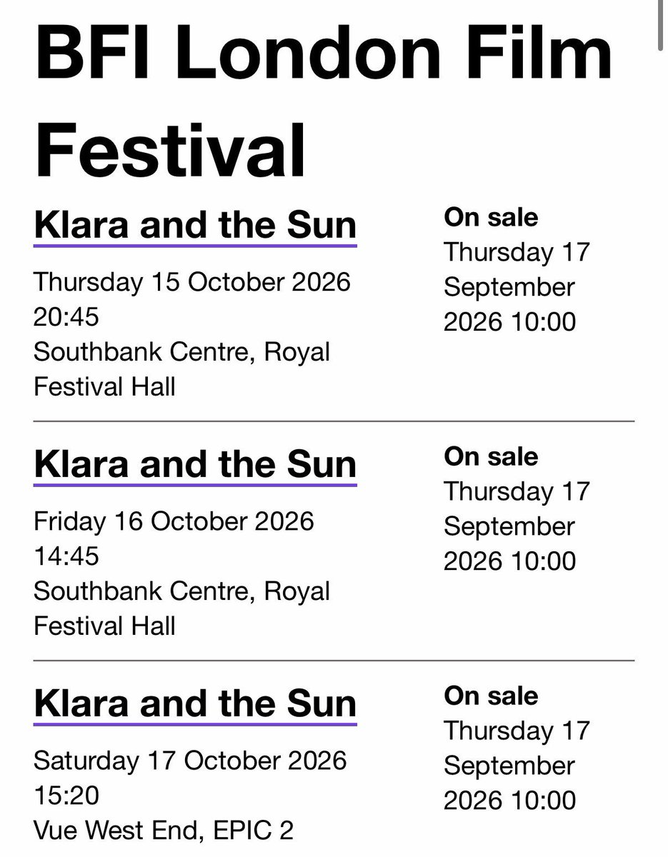 Roxdk7's tweet photo. Klara and the Sun will premiere at the BFI London Film Festival ☀️ https://t.co/Cp5LZYWk3y
