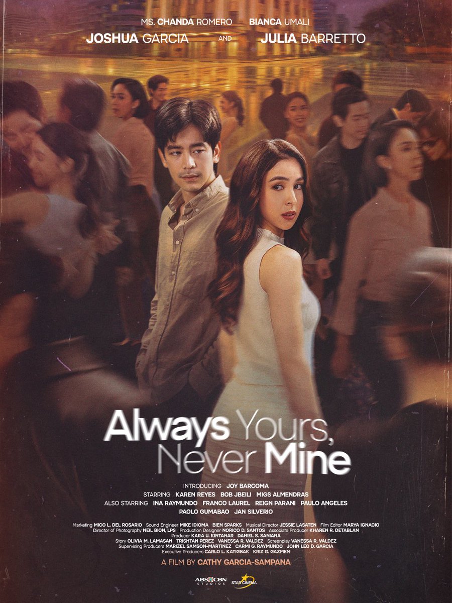 StarCinema's tweet photo. How do you keep a love that keeps on changing? ❤️‍🩹

The Official Poster of Always Yours, Never Mine 

#AlwaysYoursNeverMine — a film by Cathy Garcia-Sampana. Exclusively in cinemas September 30, 2026. 🌙 https://t.co/jBnVzRts7i