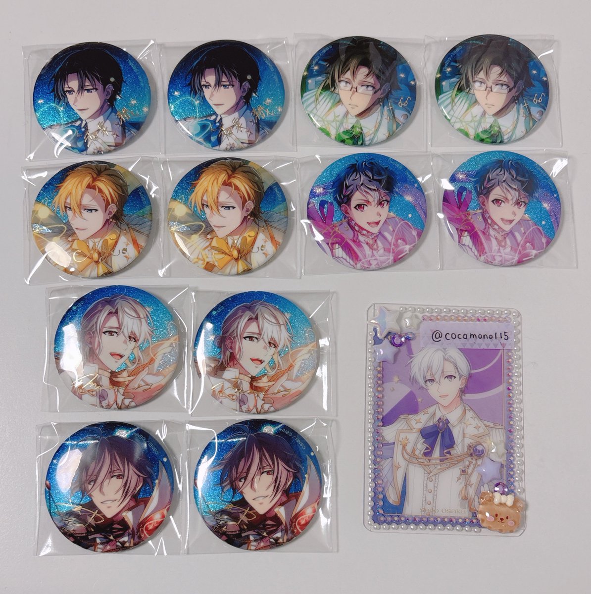 cocomono115's tweet photo. 【交換】アイドリッシュセブン アイナナ 16 STAR SIGNS UR　缶バッジ

譲)一織 大和 ナギ 百 巳波 虎於

求) 壮五 環 ＞ 千

✧札幌手渡しまたは郵送交換

お気軽にお声がけください🧸ꕤ.｡ https://t.co/LTyiyuKDln