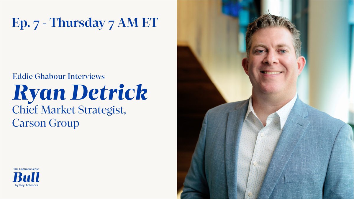 commonsensebull's tweet photo. @RyanDetrick, Chief Market Strategist of the @CarsonGroupLLC, joins The Common Sense Bull for Episode 7, which airs tomorrow at 7 AM ET. https://t.co/kQrjIKnyEi