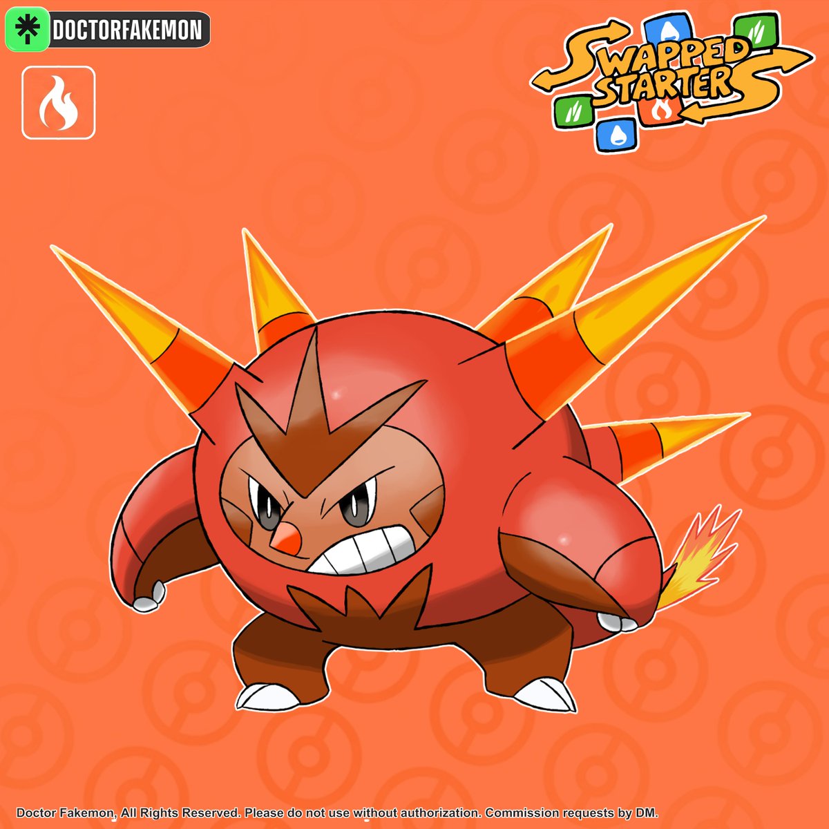 DoctorFakemon's tweet photo. #Swappedstarters
What if Chespin, Quilladin and Chesnaught were the Fire-type starter...
#pokemon #fakemon #artwork https://t.co/TJaaiVJOhi