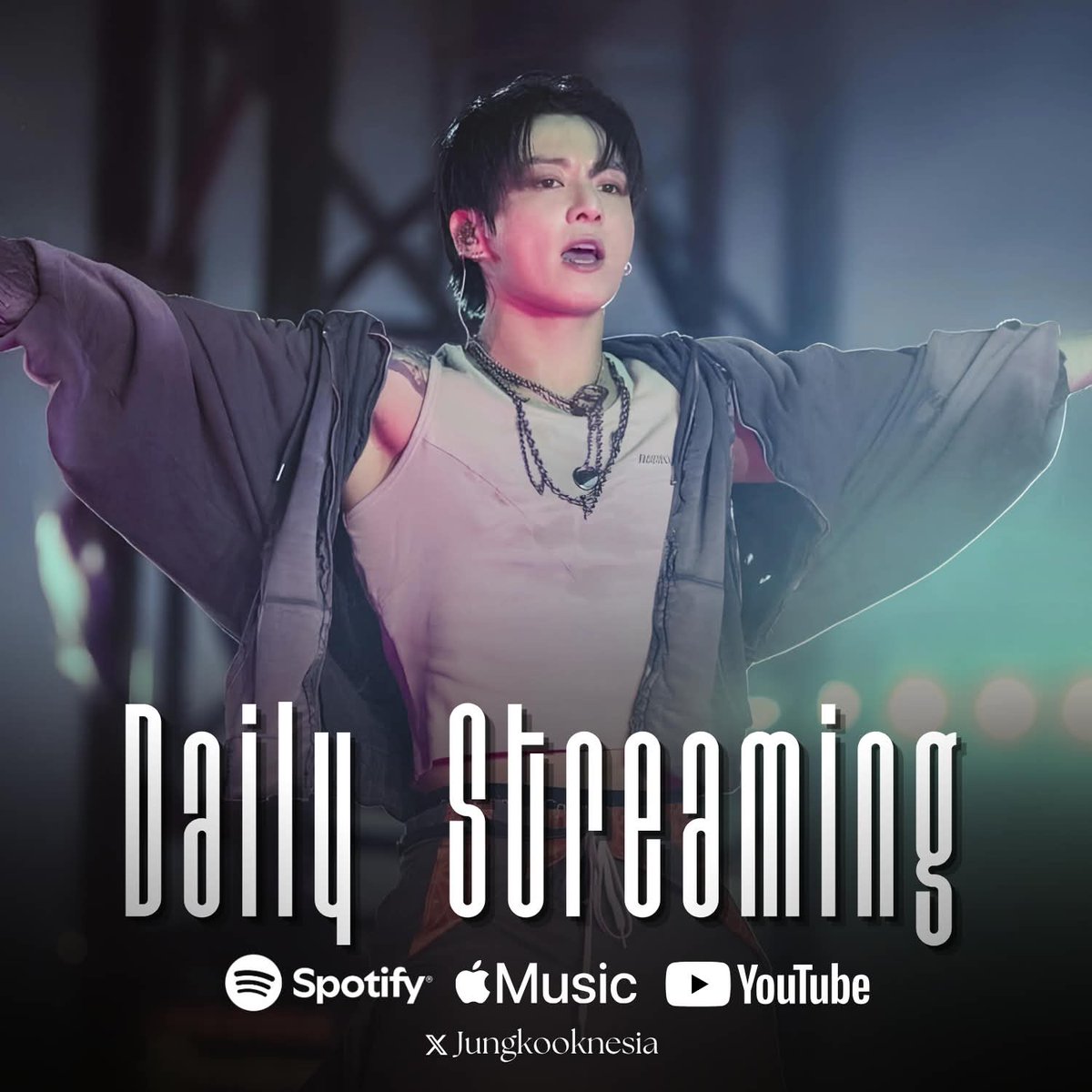 Jungkooknesia's tweet photo. DAILY STREAMING! 🥳

Let's stream harder for Seven, 3D, SNTY, GOLDEN and Jungkook Fighting!!! 🔥

📀 Spotify: https://t.co/5IVH0sMuho
📀 AM: https://t.co/FHXtpqCj7f
📀 YT: https://t.co/3OqyzzG6uV

STREAM FOR JUNGKOOK 
#정국 #JungKook https://t.co/jDpPWAmiM2
