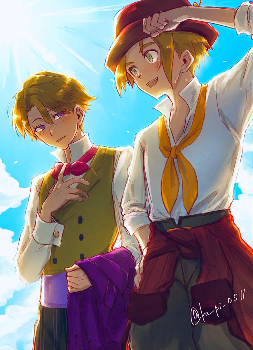 ka_pi_0511's tweet photo. 残暑にやられてる兄さんと満喫~な弟🌡☀️✨️ https://t.co/3cAf3UEhQW