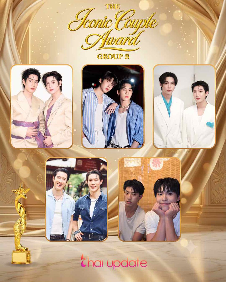 thaiupdate2021's tweet photo. The Iconic Couple Award — Group 8

Vote Here 👉🏻 https://t.co/GkZ9J5MCsD

#tlefirstone #auausave #firstkhaotung 
#GreatBright #KenPaul 
🏆 
#thaiupdate2019 
#thaiupdateawards2026 https://t.co/qj6Ay8PgIT