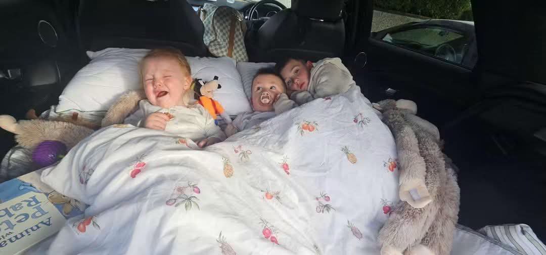 TheLiberal_ie's tweet photo. This photo of three small Irish children, sleeping in the back of a car, has gone viral.

One of them had to get up and go to school the next day. Their Irish parents had literally nowhere else to go.

Meanwhile, thousands (and I mean thousands) of blacks, Muslims, Asian migrants flood our shores every month and get accommodated immediately.

It’s utterly despicable and infuriating.
Please share this image to show what’s really happening in Ireland 🇮🇪