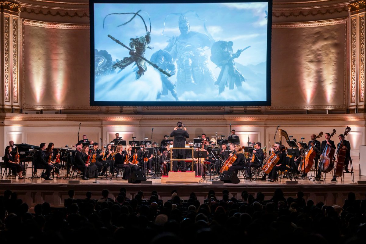 CICAF_official's tweet photo. đ”Hangzhouâproduced hit #BlackMythWukong hits LA Peacock Theater for its global concert debut! Epic game soundtrack brings Chinese fantasy vibes worldwide. Hangzhouâborn ACG creativity shines bright on the international stageâš
#CreativeHangzhou #GameMusic #ChineseACG https://t.co/WEGr5fPKOm