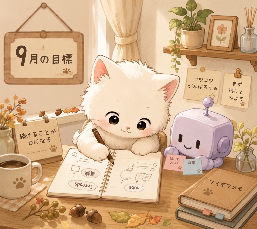 workroom_mugi's tweet photo. 9月の目標はどうしようかなって考えてたけど、決めました🐾

今月は、noteが継続して売れるようになること✨✨

そのために何をしたらいいのか、いろいろ試しながら見つけていきたいなって思います🌱✨✨

今月もよろしくお願いします😊✨✨ https://t.co/8oxHFqur4R
