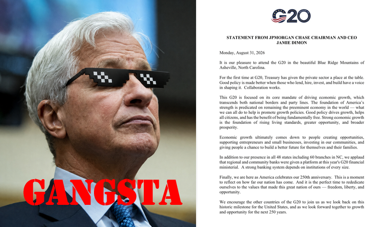 TheDebriefing17's tweet photo. 🤔Timelines, patterns, Treasury Primacy & They Gave Him a Seat

On Monday, Jamie Dimon chairman and CEO of JPMorgan Chase, the largest bank in the United States, $4 trillion in assets issued a formal statement on G20 letterhead from Asheville, North Carolina.

The first line told you everything.

"For the first time at G20, Treasury has given the private sector a place at the table."

Not the Federal Reserve gave them a seat. Not the White House. Not the State Department. Treasury. The CEO of the largest bank in America publicly credited the Treasury Department for inviting him to the most important economic forum on earth.

Now look at who was in the room and in what order.

Treasury Secretary Scott Bessent spoke first. Five minutes. Set the agenda. Five priorities for the global economy. Closed by declaring the G20 would "end this 47-year horrendous reign" of the Iranian regime. Then he introduced the next speaker.

Federal Reserve Chairman Kevin Warsh spoke second. Three minutes. Repeated his Jackson Hole themes. Said it was "a privilege to serve alongside Secretary Bessent." Alongside. Not above. Not leading. Alongside.

And then there was Dimon. The private sector. At the table for the first time in G20 history. Issuing a formal statement thanking Treasury for including him.

Three tiers. Treasury sets the agenda. The Fed supports it. The private sector is invited to help build it.

That hierarchy didn't exist two years ago. At every previous G20, the structure was finance ministers and central bank governors government officials negotiating with government officials. The private sector lobbied from the outside. Submitted position papers. Held side events at nearby hotels. They were never at the table.

Now they are. And the person who put them there is the Treasury Secretary.

Think about what that means for the architecture being built.

Treasury is licensing stablecoin issuers. Every licensed issuer must hold Treasury bond reserves creating mandatory private-sector demand for government debt. Treasury's OCC is chartering stablecoin banks. Treasury's FinCEN is writing the AML compliance rules. Treasury doubled its bond buyback program to manage the yield curve. Treasury is running the quantum-readiness task force to defend the financial system's cryptography.

And now Treasury is bringing the bankers who will operate inside that architecture to the G20 to co-author the policies that govern it.

Dimon's statement included one more detail worth noticing. "We applaud that regional and community banks were given a platform at this year's G20 financial ministerial. A strong banking system depends on institutions of every size."

The CEO of a $4 trillion bank is applauding the inclusion of community banks. That's not generosity. That's architecture. The stablecoin system needs banks at every level the JPMorgans to handle the wholesale settlement, the community banks to serve the retail customers. Treasury's OCC just rewrote the rules for how those community banks are evaluated and the Federal Reserve wasn't part of that rewrite.

Treasury is building a financial system. It's licensing the issuers. Chartering the banks. Writing the compliance rules. Managing the bond market. Defending the cryptography. Setting the G20 agenda. And now it's inviting the private sector to sit at the table and help design the policies they'll operate under.

The Federal Reserve is in the room. The Fed Chair said it was a privilege to be there. But the Fed didn't invite anyone. The Fed didn't set the agenda. The Fed didn't welcome the private sector. The Fed spoke for three minutes about investment themes and sat down.

Treasury gave Dimon a seat. That tells you who's building the house.

Timelines. Patterns. The general's words, not mine. All I did was read the receipts. 

I am the guy on the couch, and you have been debriefed.
@CouchGuy17 @Homeranger17 @drawandstrike @jpmorgan @Citadel @citsecurities
