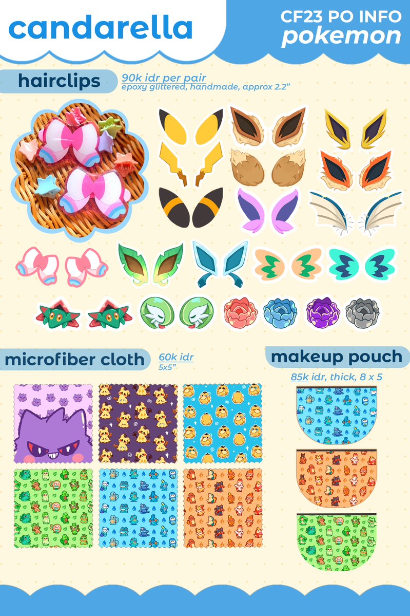 __candarella's tweet photo. [hanlo pls 🔁🧡✨]

🌟CF23 PO CATALOGUE (BATCH1) 🌟

📅 Sep 2-Sep 14
🛍️ po and ots
🌸 hairclips, kaveh hairclaw, handfans, microfiber cloth, acrylic/woodcharms
✨ pokemon, persona, orv, silent hill f, valorant, jjba, hsr, genshin
🔗 in thread!

#cf23 #cf23catalogue #comifuro23 https://t.co/TWmRdFbDcy