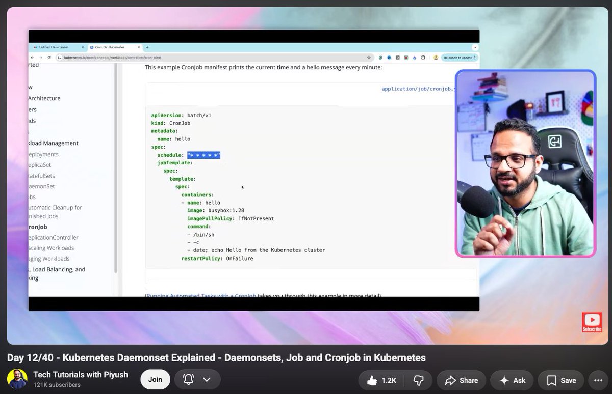 imrandoestech's tweet photo. 🚀 Day 4 of #CKA prep!
Today:
• Namespaces & management
• Multi-container Pods
• Sidecar vs Init Containers
• Commands & args
• DaemonSets vs Deployments
• Jobs vs CronJobs
Following @techie_piyush ’s CKA course. ☸️
Day 4 ✅ https://t.co/whOS097R6U