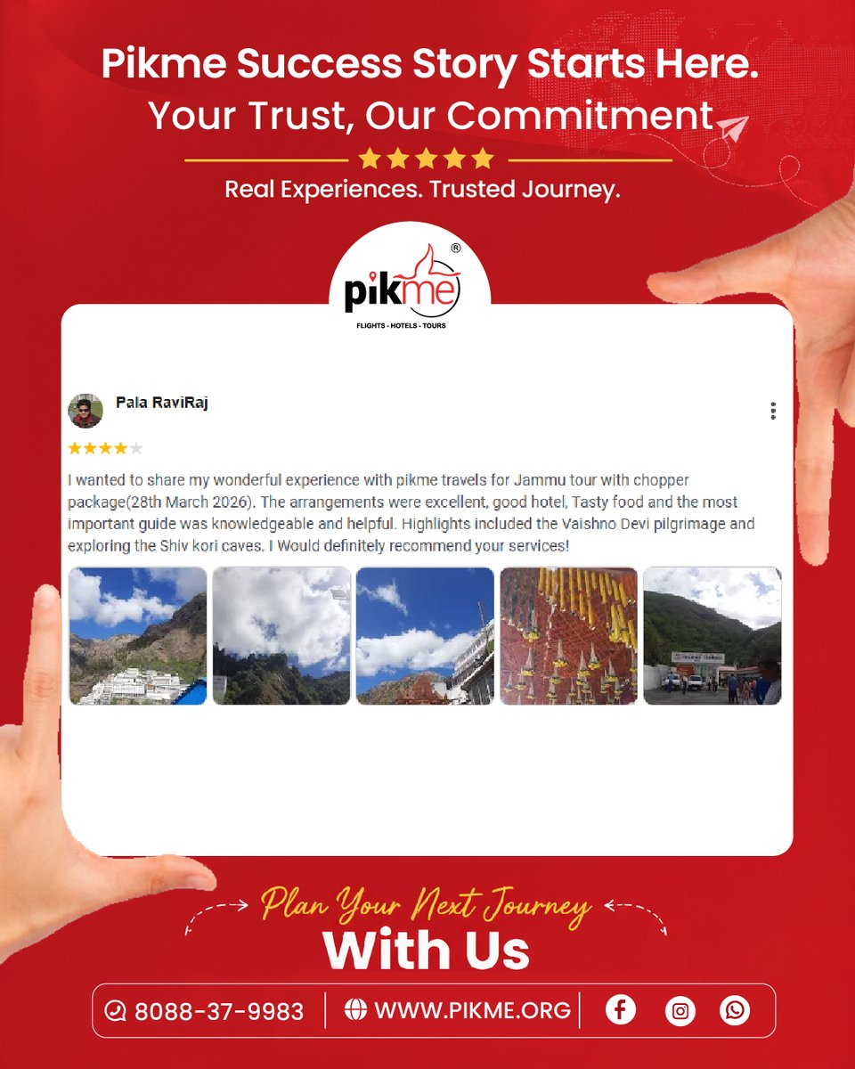 gopikme's tweet photo. 🌟 Your feedback means the world to us! ❤️✈️
Thank you for trusting PIKME with your travel journey. Every happy traveller and every positive review motivates us to create even better travel experiences. 🌍✨
#PIKME #CustomerReview #HappyTraveller #TravelWithPIKME #TravelMore https://t.co/11Q9CSXMJ0