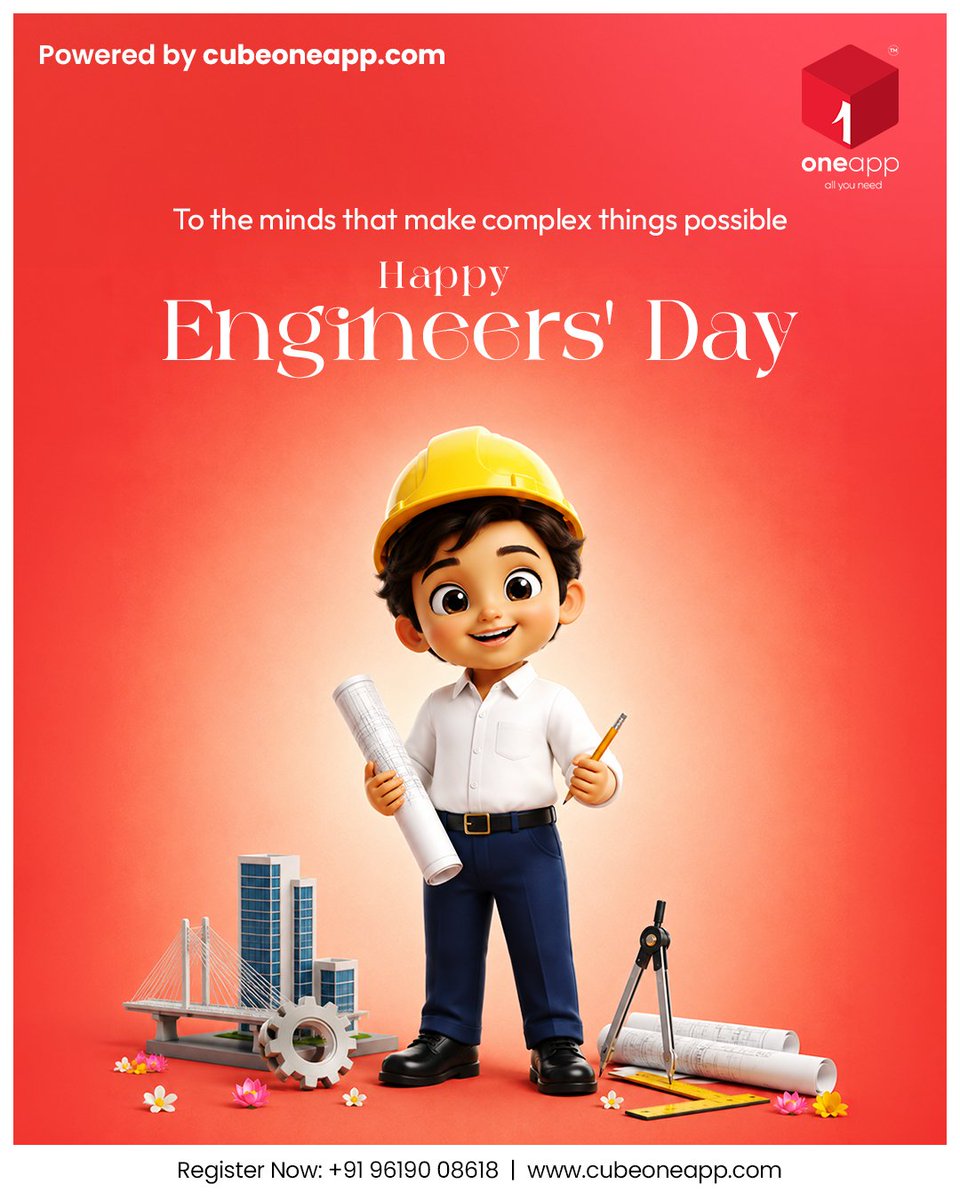 cubeoneapp's tweet photo. ⚙️ Engineer's Day

Celebrating the minds that turn ideas into innovation and challenges into possibilities. 💡⚙️
 Happy Engineer’s Day!
#EngineersDay #Innovation #OneApp #Technology https://t.co/k1Tc5kuUp2
