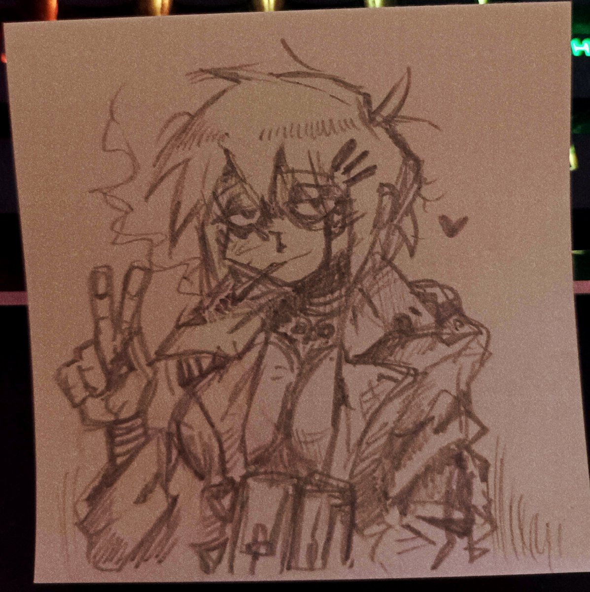 submarichamomi's tweet photo. drew this marie while i was hanging out at friend's house https://t.co/RrniwSfvxJ