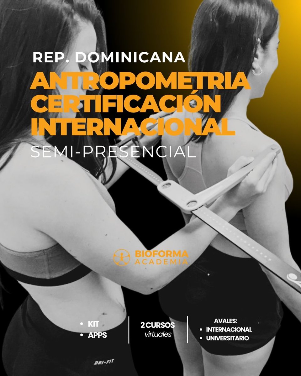 bioforma_org's tweet photo. La bioimpedancia (Inbody) estima. ISAK mide.
Con protocolo cient��fico internacional, ISAK te permite evaluar somatotipo, proporcionalidad y composición corporal de 5 componentes
📍 Santo Domingo
👥 Nutricionistas, entrenadores y coaches
📩 Postulate: https://t.co/FRnNaTV39Q https://t.co/qKLnaXQLwk