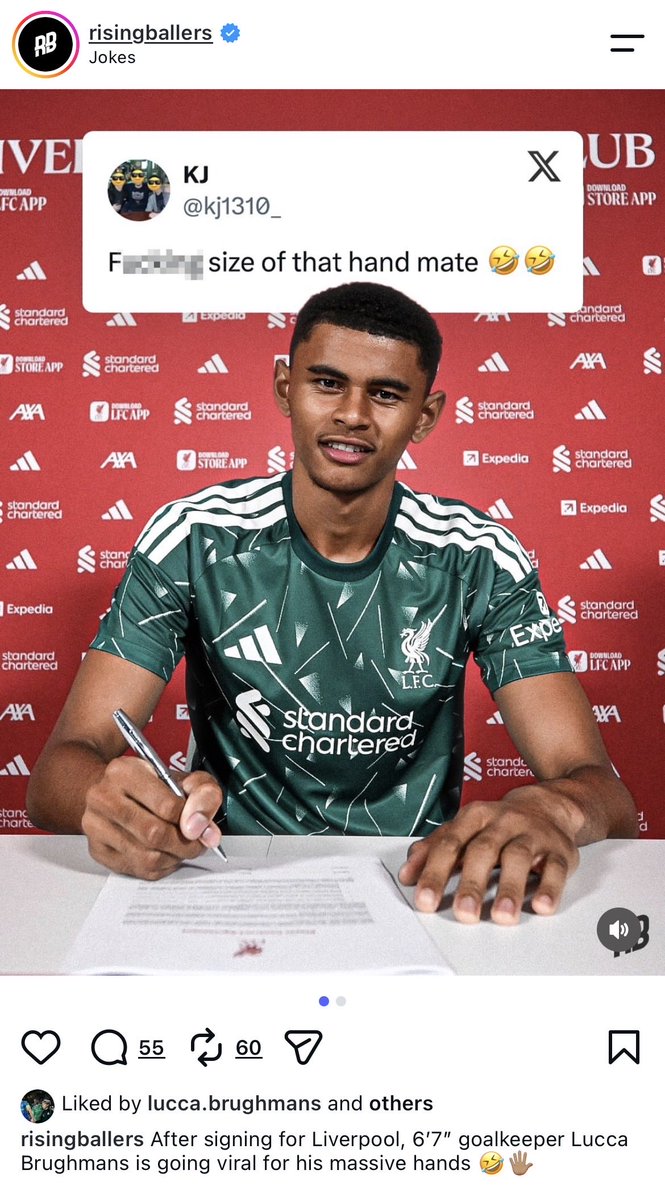 LFCTransferRoom's tweet photo. 📲😂 𝗦𝗢𝗖𝗜𝗔𝗟 𝗠𝗘𝗗𝗜𝗔 - Lucca Brughmans likes this post on Instagram: https://t.co/Z6KNsuUxCy