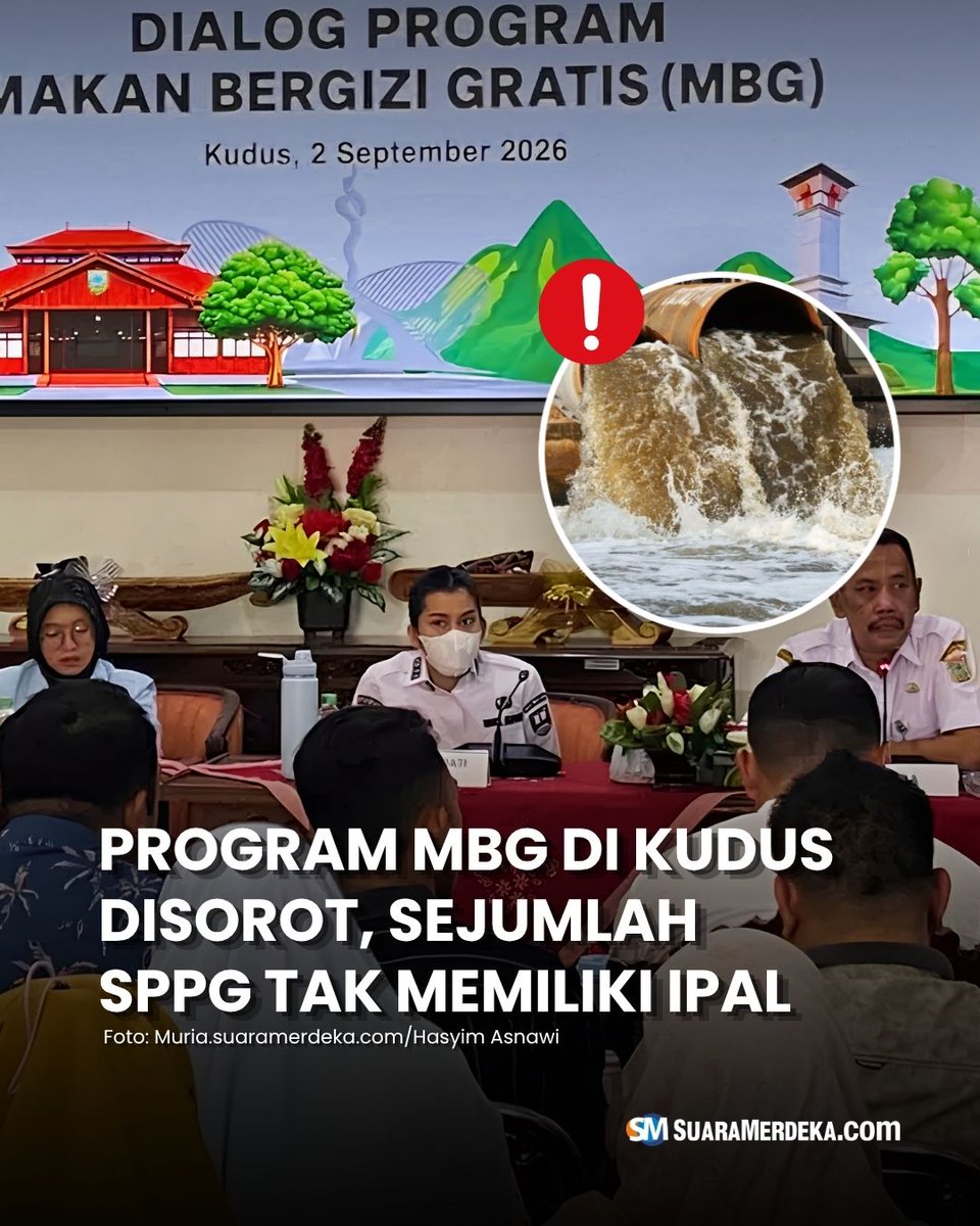 suaramerdeka's tweet photo. Program makan bergizi gratis (MBG) di Kabupaten Kudus lagi-lagi mendapat sorotan. Salah satu program strategis nasional dari Presiden Prabowo-Gibran ini diduga masih tidak memenuhi standarisasi secara menyeluruh.

#suaramerdeka #sppg #kudus #IPAL #programmbg https://t.co/UKwsirPxnc