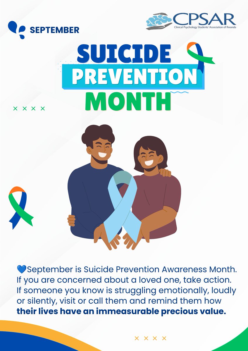 cpsarwanda's tweet photo. 💙Sometimes, prevention starts with something simple: checking in, listening without judgment, and reminding someone that they don't have to face everything alone.💙
Most people in crisis do not need a speech.  They need one person who notices and stays. 
#SuicidePreventionMonth https://t.co/DcA9YeQqRo