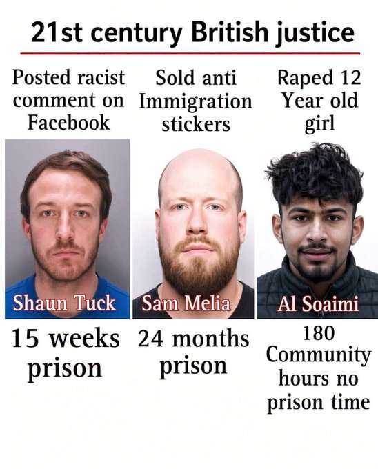 AK2MX2K's tweet photo. When "western" countries lose their Moral North Star, this is the result.  Prison for free speech, parole for rape. https://t.co/fYINlroFsJ