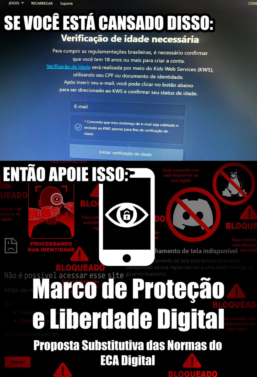 fellyume's tweet photo. CHEGA DE CENSURA

CHEGA DE VERIFICAÇÃO DE IDENTIDADE

MARCO DE PROTEÇÃO E LIBERDADE DIGITAL JÁ!

VAMOS ENCHER O SACO ATÉ QUE FAÇAM UM PROJETO DE LEI

👇TUDO JÁ PRONTO, SÓ ENVIAR!

INSTRUÇÕES
https://t.co/O66rDYCiV1

(NÃO CLIQUE EM ADS)
https://t.co/A9m83CPHhq

Quem vem comigo? 🔥 https://t.co/VvOrEJ5LJF