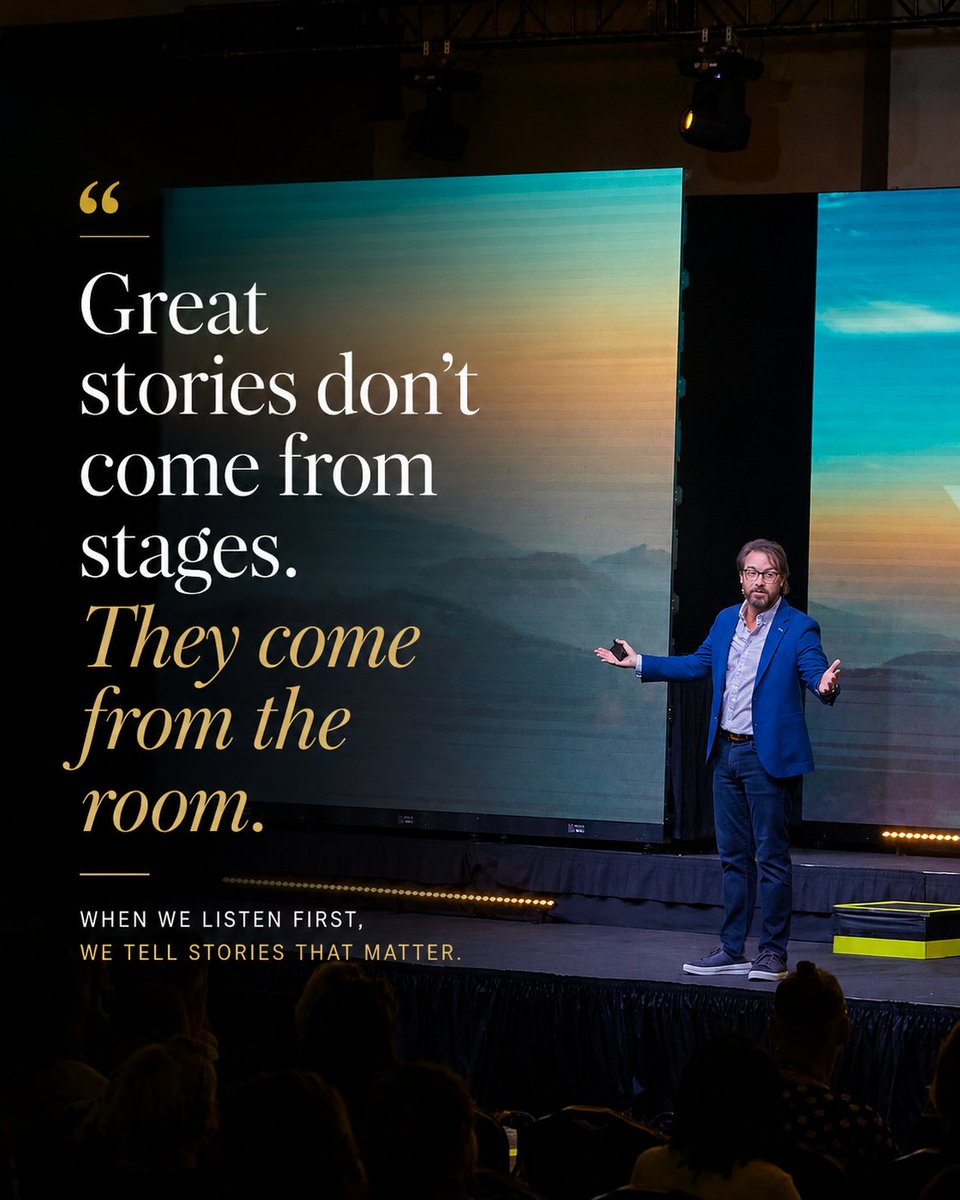 BrettCulp's tweet photo. The best keynotes begin long before anyone walks onto the stage.

Some of the most meaningful stories are already in the room, within the experiences, challenges, hopes, and perspectives of the people who gathered there.

That’s why I love listening first. When the people in the audience become part of the story we’re telling together, a keynote can become more than a one-way presentation. It becomes a shared experience that could only have happened with this group, in this room, on this day.
