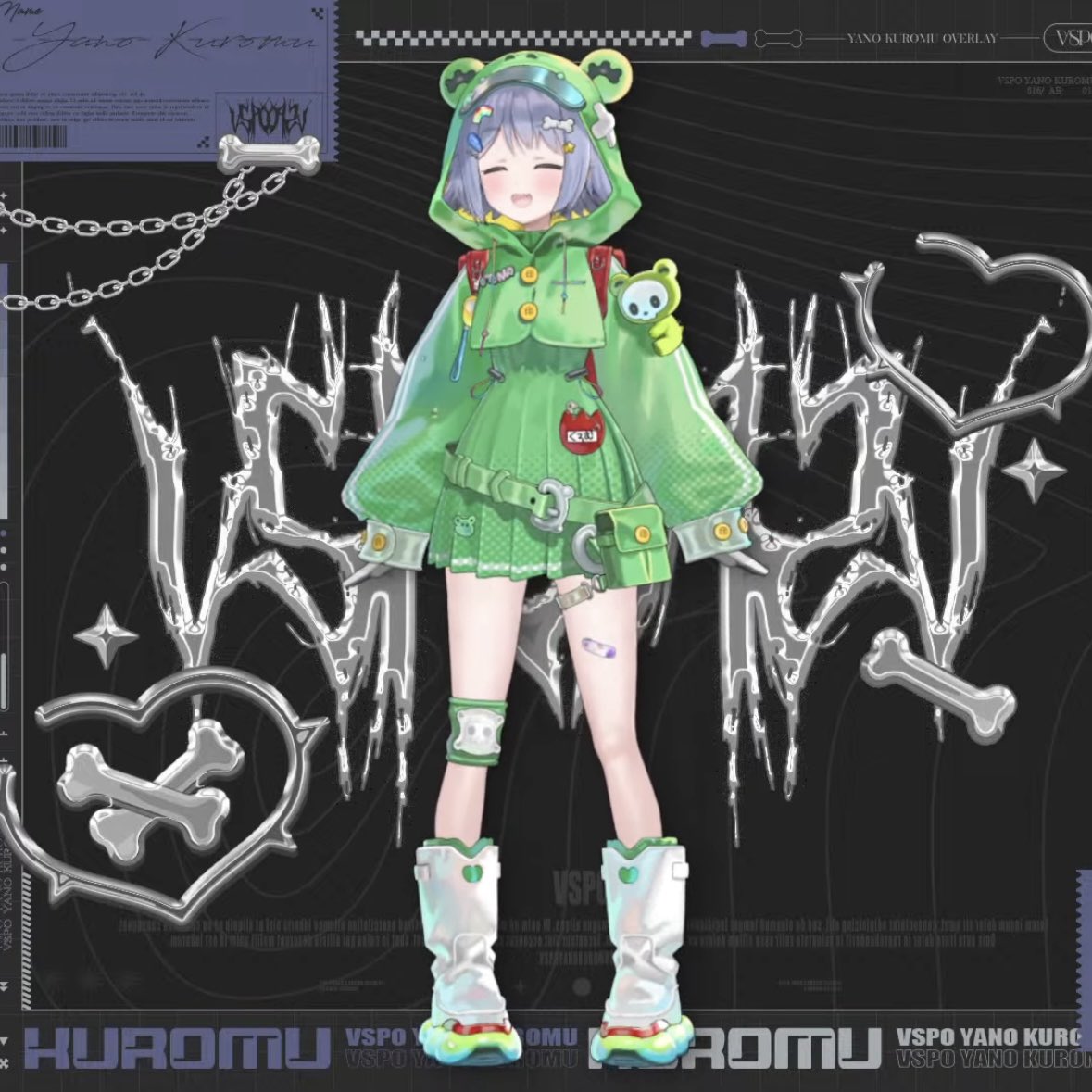 Tamacha_nn_'s tweet photo. #夜乃くろむ新衣装

 ケロリングむーさん可愛すぎんだけど❕❕❕🐸🦴 https://t.co/5NABiMqVTr