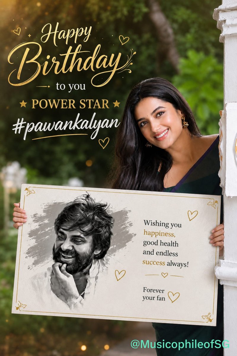 MusicophileofSG's tweet photo. Happiest birthday to you #Powerstar #Janasenani @PawanKalyan garu from me and my #Bhagyam ♥️ @BhagyashriBose
#HBDPSPK
#HBDJSPK
#HBDPowerstarPawanKalyan
#HBDJanaSenaniPawanKalyan https://t.co/biRplbliUn