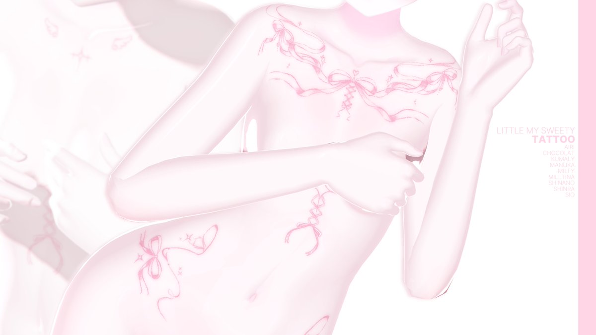 Gyeom_S2_S2's tweet photo. [WIP]

   Tattoo･*｡.:*･ 𝜗𝜚

【9アバター対応】
   AIRI
   Chocolat
   Kumaly
   Manuka
   Milfy/Eku
   Milltina
   Shinano
   Shinra
   Sio https://t.co/ywE8IWJqvx